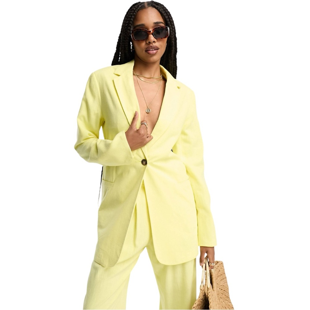 Lemon Yellow Single-Button Women's Blazer